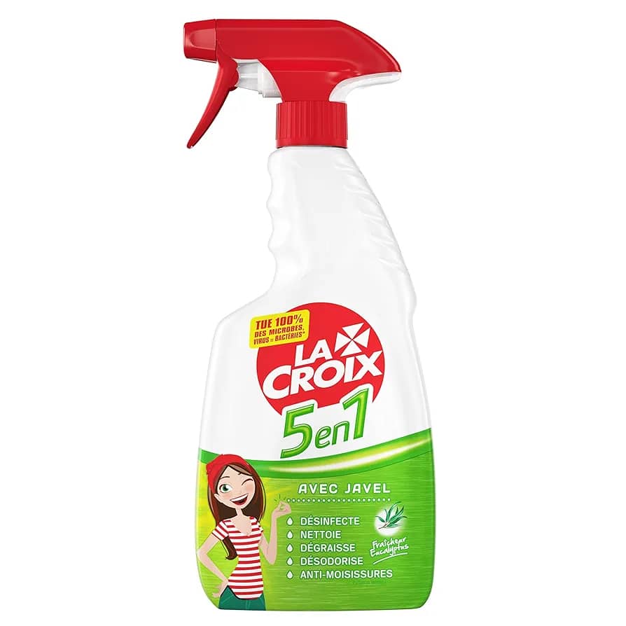 LA CROIX - Spray Antibactérien 5 en 1 Nettoyant avec Javel - 500 ml - Désinfecte - Nettoie - Dégraisse - Désodorise - Anti Moisissures